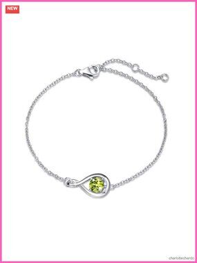 925 Sterling Silver Infinity Birthstone Link Bracelet Women White Gold Plated